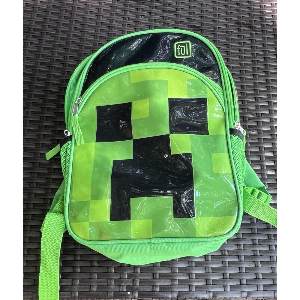FUL Minecraft Creeper Mini Backpack Glossy Pixilated Green